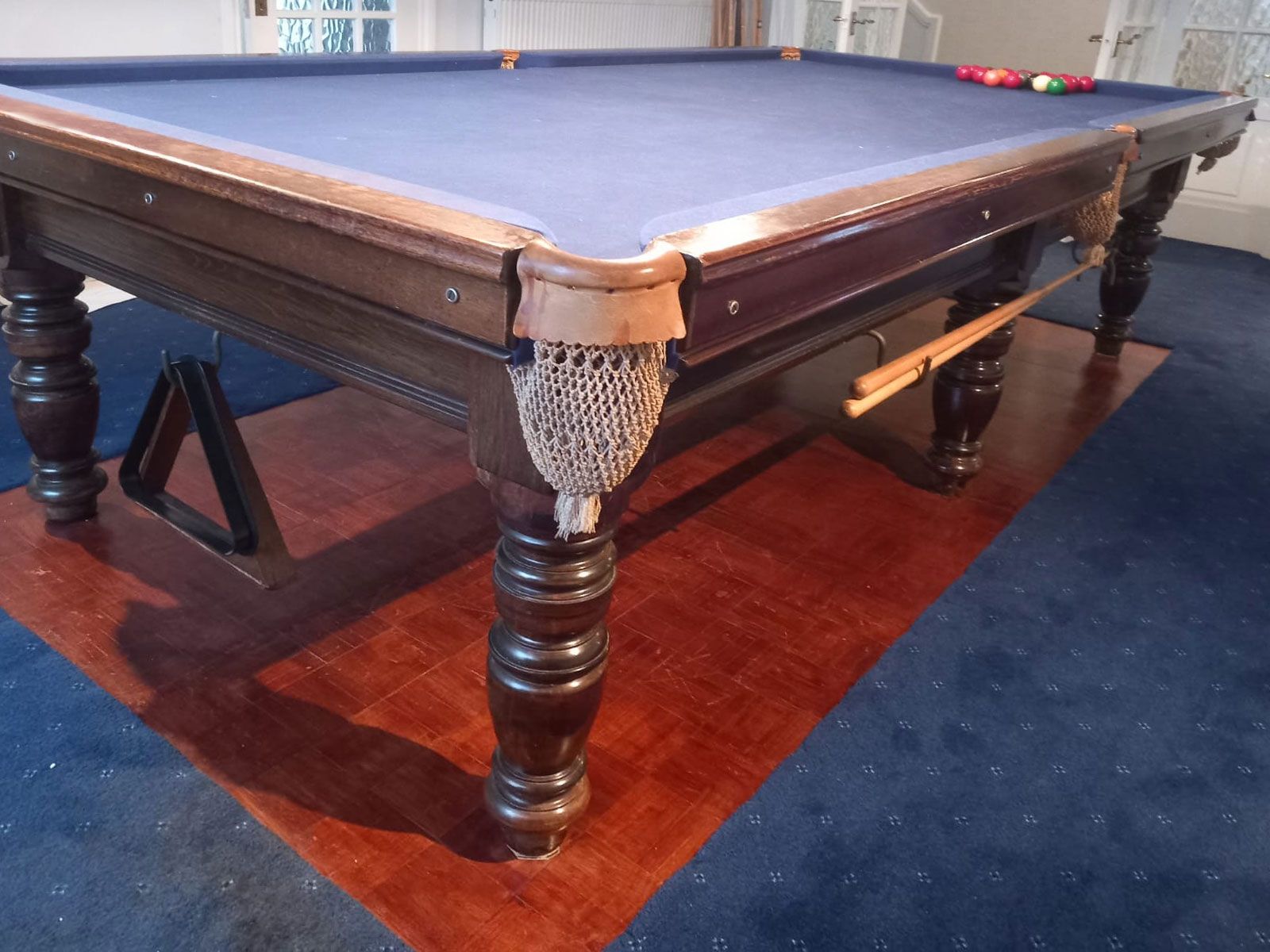 9ft E.J Riley solid mahogany snooker table