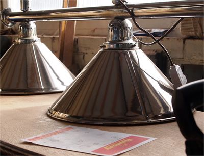 Chrome snooker table light shades